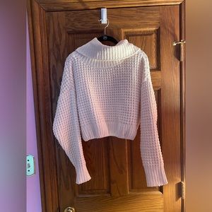 Garage White Cropped Turtleneck Sweater